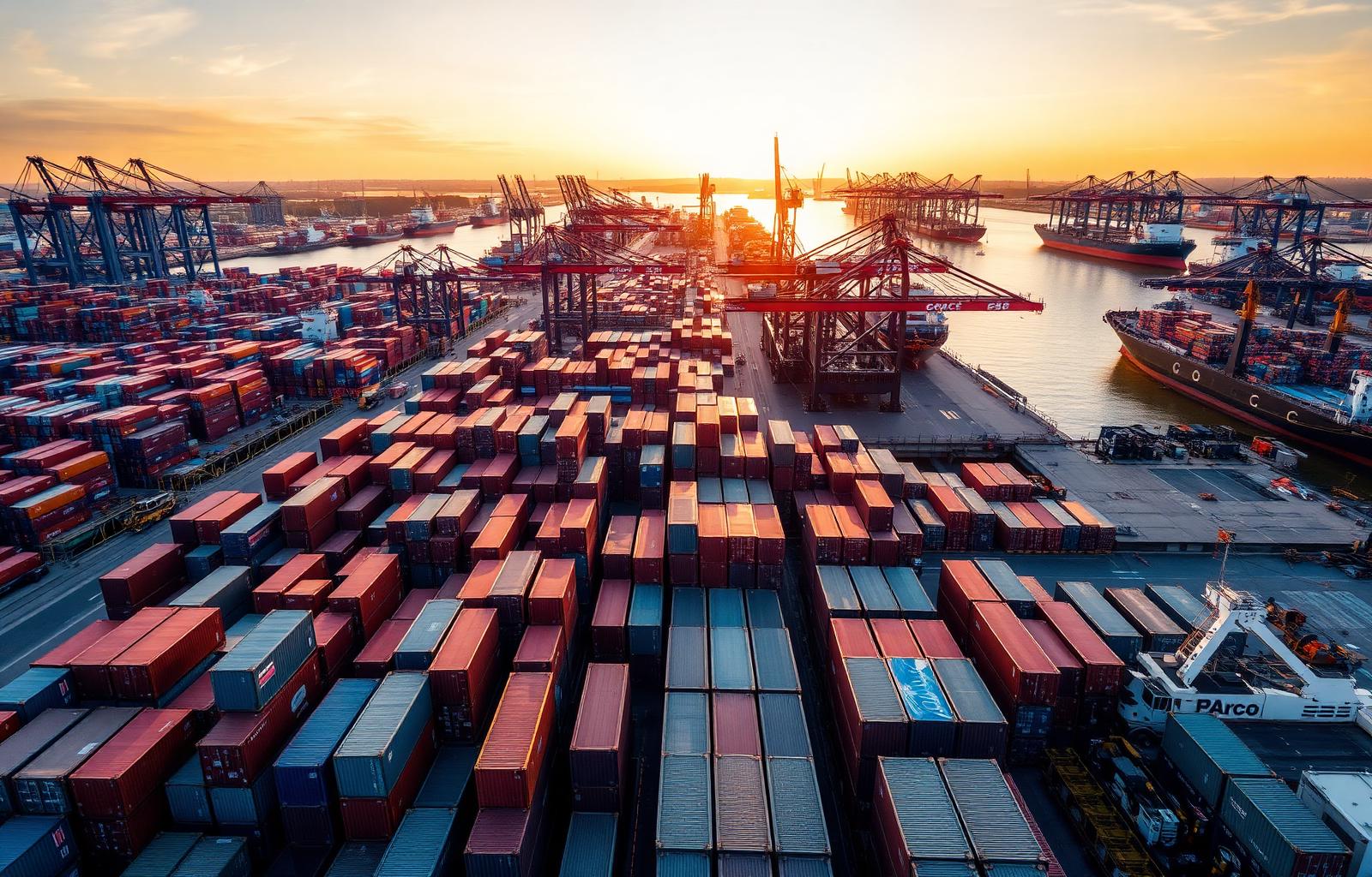 Industrial port with container operations